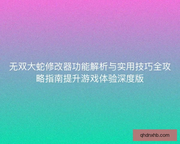 无双大蛇修改器功能解析与实用技巧全攻略指南提升游戏体验深度版